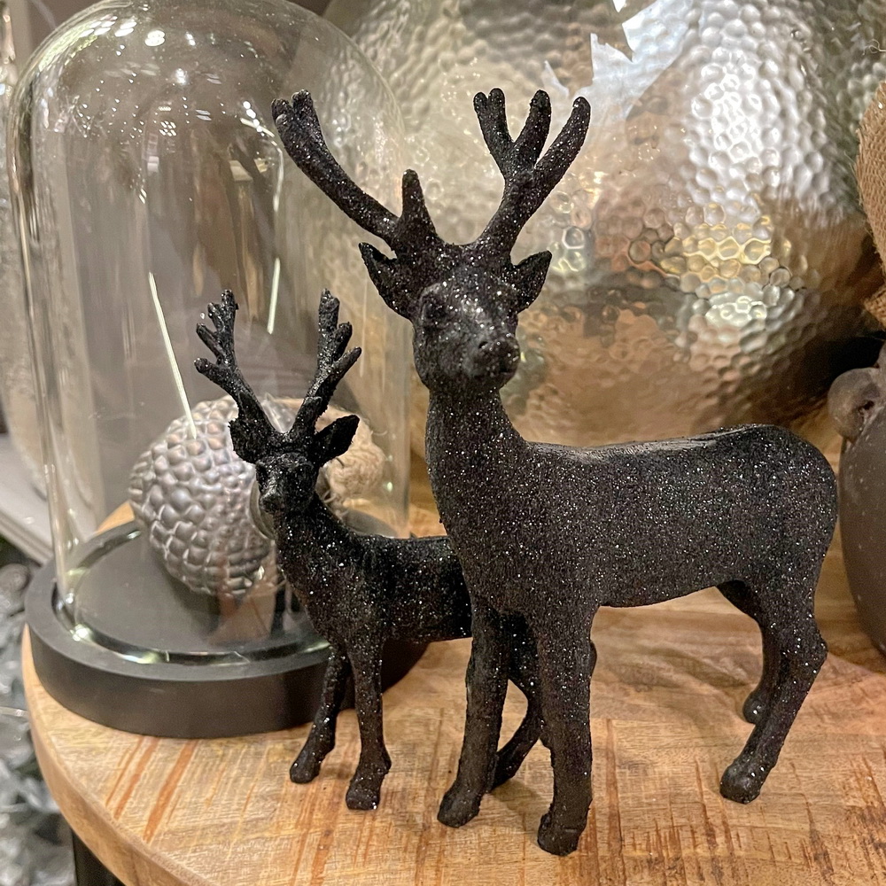 Hirsch schwarz mit Glitter ca. 14,5 cm Weihnachten