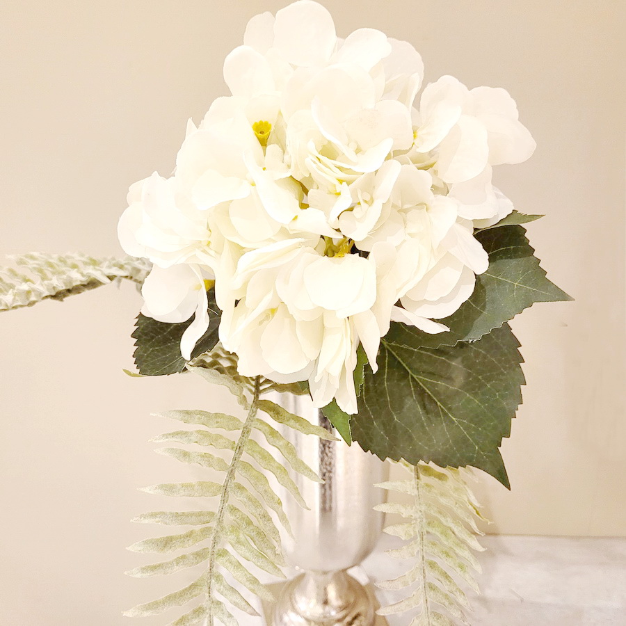 Hortensie cream mit Blätter ca. 48 cm Kunstblumen / Pflanzen