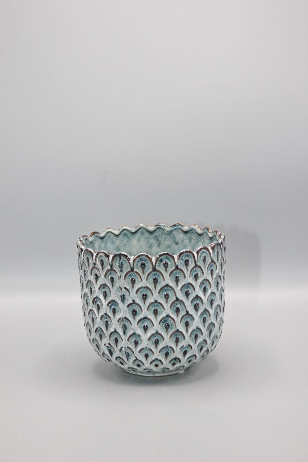 Blumentopf/Pflanztopf Keramik Blau, groß Keramik / Glas