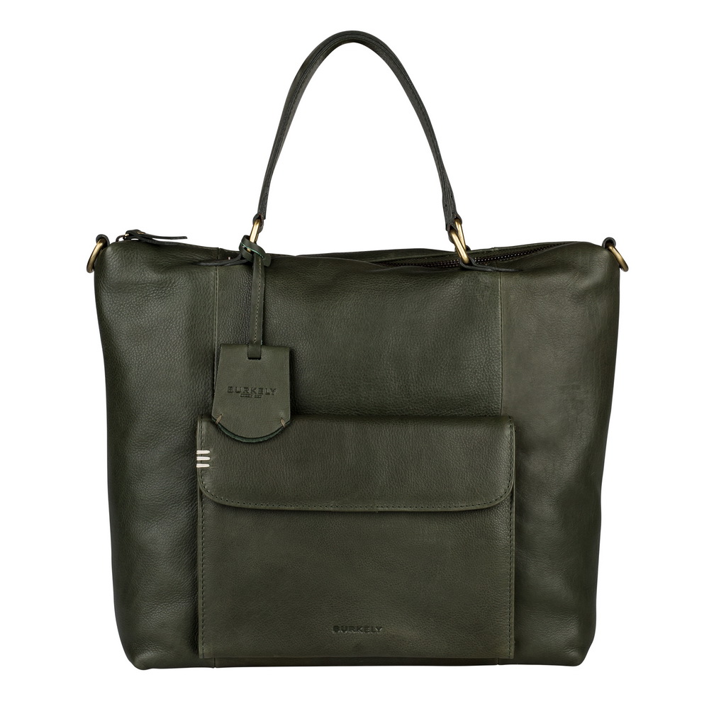 Burkely Hobo Shopper grün Echtleder Taschen - tewa-shop.de