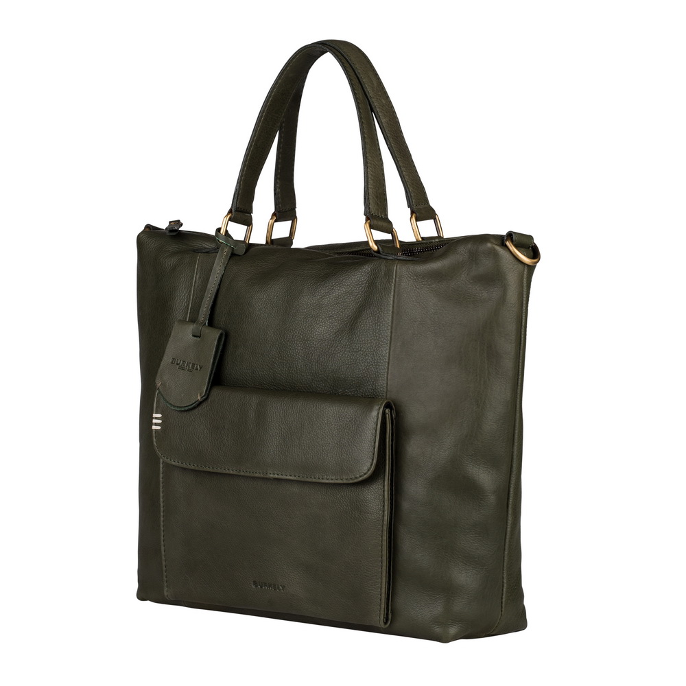 Burkely Hobo Shopper grün Echtleder Taschen - tewa-shop.de