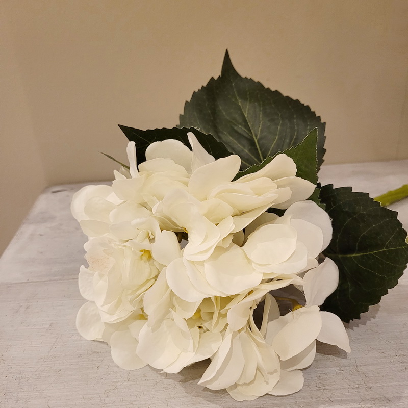 Hortensie cream mit Blätter ca. 48 cm Kunstblumen / Pflanzen