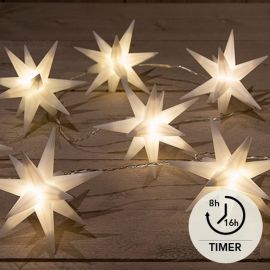 10 LED Sterne weiß mit Timer 