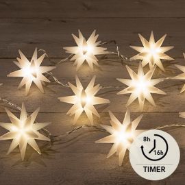 10 LED Sterne weiß mit Timer 