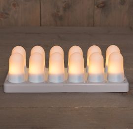 12er Set Miniflammen - wiederaufladbar mit FB und Ladestation