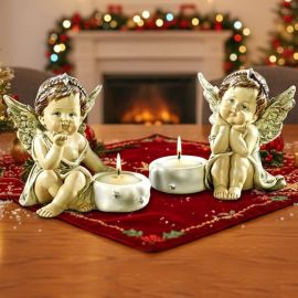 2er Set Engel mit Teelichthaltern
