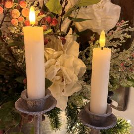 2er Set LED-Stabkerze creme