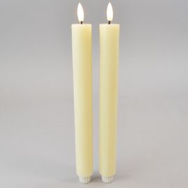 2er Set LED-Stabkerze creme