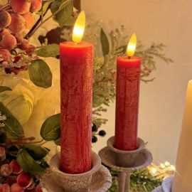 2er Set LED-Stabkerze rot