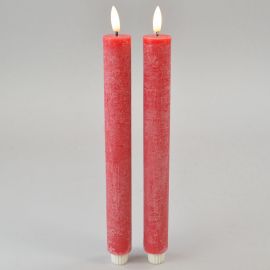 2er Set LED-Stabkerze rot