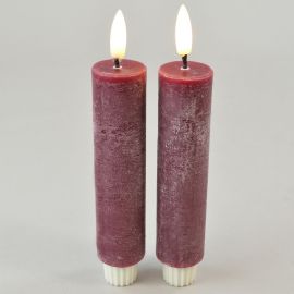 2er Set LED-Stabkerze weinrot