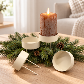 4er Set Kerzenhalter creme für Stumpenkerzen