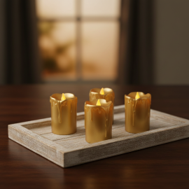 4er Set LED Kerzen gold inkl. Fernbedienung