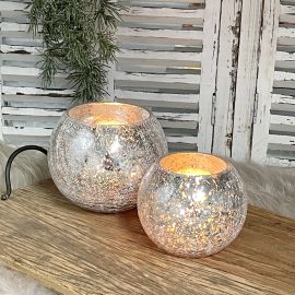 Crackle Kugelwindlicht silber