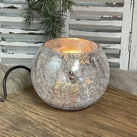 Crackle Kugelwindlicht silber
