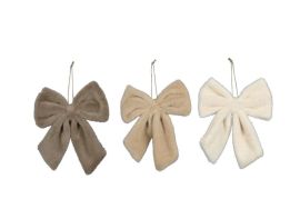 Dekoschleife Plüsch beige