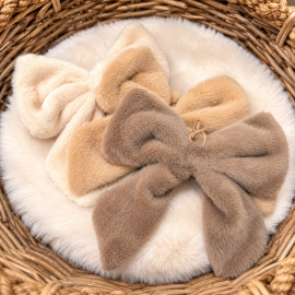Dekoschleife Plüsch taupe