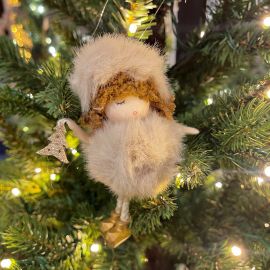 Engelhänger Lanky beige/gold mit Tannenbaum