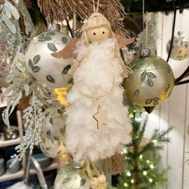 Engelhänger Lanky weiß im Federboakleid