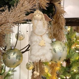 Engelhänger Lanky weiß im Federboakleid