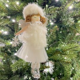 Engelhänger Lanky weiß mit Schneeflocke