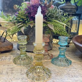 Glaskerzenhalter gelb