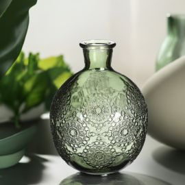 Glasvase / Kerzenhalter bauchig dunkelgrün