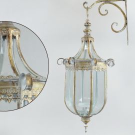 Hängelaterne mit Wandhaken antik-grau