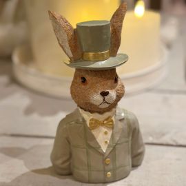 Hase mit Zylinder braun/grün