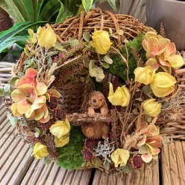 Herbstkranz „Igelglück“ mit Lampionblumen & Hortensien
