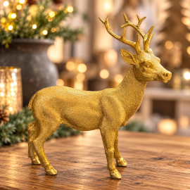 Hirsch gold glänzend (zur Seite schauend)