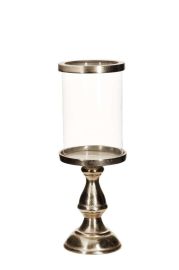 Kerzenhalter hellgold mit Glasaufsatz