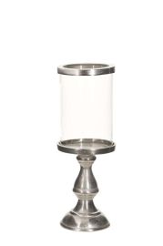 Kerzenhalter silber mit Glasaufsatz