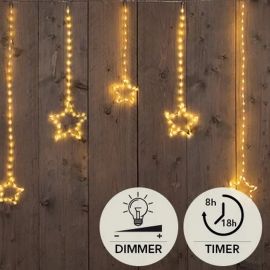 LED Draht-Stern-Vorhang 186 LEDs warmweiß