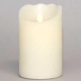 LED Echtwachskerze creme mit Flackerdocht