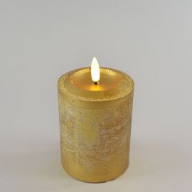 LED-Echtwachskerze mit Timer gold