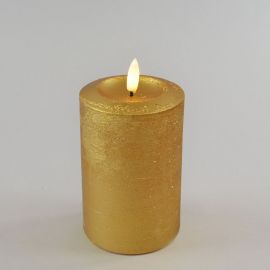 LED-Echtwachskerze mit Timer gold