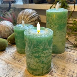 LED-Echtwachskerze mit Timer grün