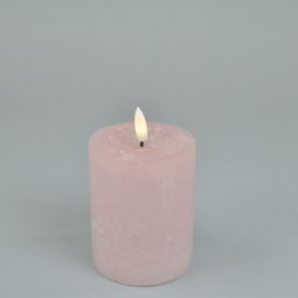 LED-Echtwachskerze mit Timer rosa