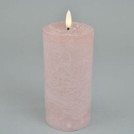 LED-Echtwachskerze mit Timer rosa