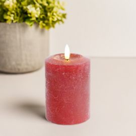 LED-Echtwachskerze mit Timer rot-burgunder