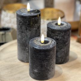 LED-Echtwachskerze mit Timer schwarz