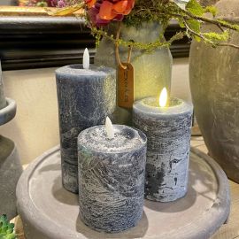 LED-Echtwachskerze mit Timer titan