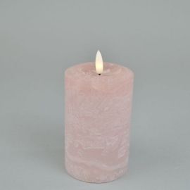 LED-Echtwachskerze rosa mit Timer 