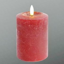 LED-Echtwachskerze rot-burgunder mit Timer 