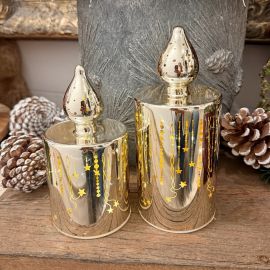 LED Glaskerzen mit Lauflicht silber/gold