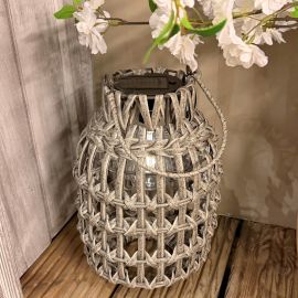 LED Hängelaterne grau / Windlicht mit Solar