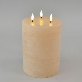 LED-Kerze beige mit 3 Dochten