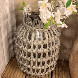 LED Laterne grau / Windlicht mit Solar