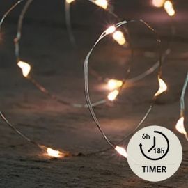 LED Silberdraht-Lichterkette - 100 LED´s warmweiß - mit Timer